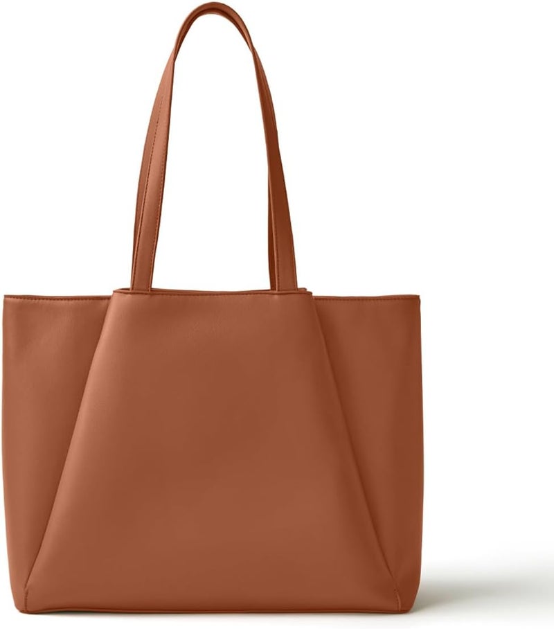 Apryl Work Tote Bags for Women 15.6 Inch - Laptop Tote Bag with Zip Compartments - Large PU Leather Office Purse Computer Briefcase - Image 1